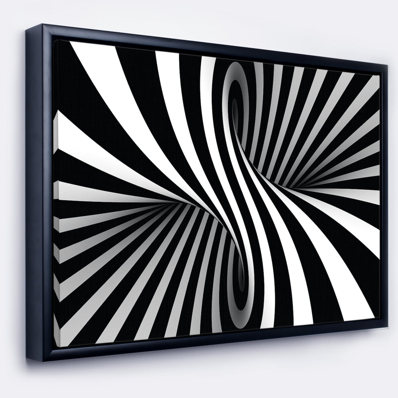Designart - Black and White Spiral - Abstract Framed Canvas Art Print